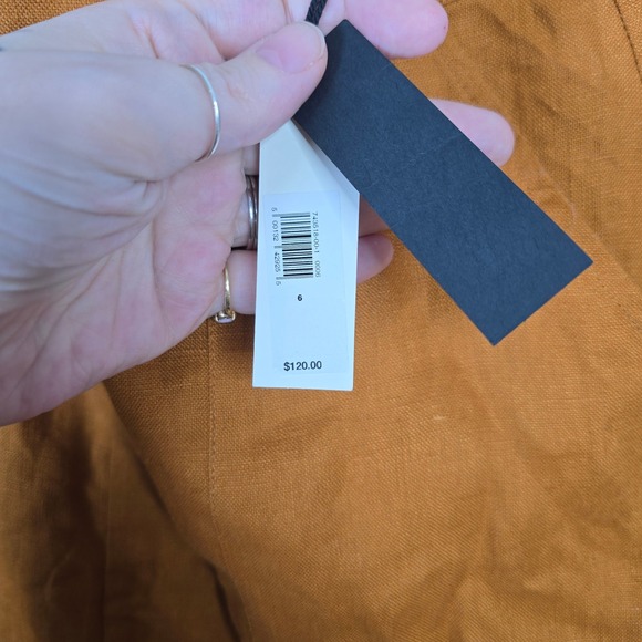 Banana Republic Linen Midi Skirt Goldenrod Yellow Rust Orange Split Front Size 6 - Picture 5 of 6